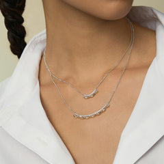 Medium leavers lace ruffle smile pendant necklace in two tone