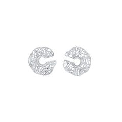 Leavers lace ruffle stud earrings in two tone\Gloden\Silver