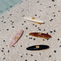 Leavers lace oval barrette (Cream white,Amber brown,Cherry blossom pink,Classical black)