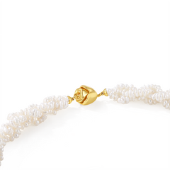 Seed pearl torsade necklace with rose magnetic clip