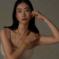 Medium leavers lace stacking open ring in two tone\Glod\Silver