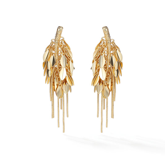 Wheat tassel short earring ( left )Gold\Gold & Silver