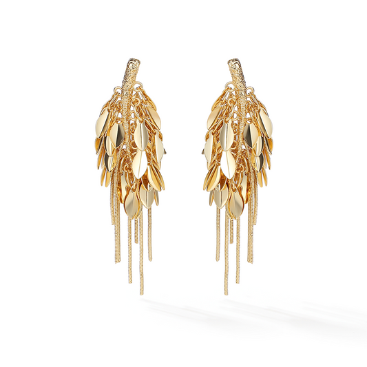 Wheat tassel short earring ( right )Gold\Gold & Silver
