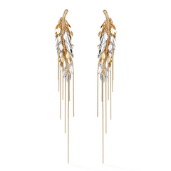 Wheat tassel long earring ( left )Gold\Gold & Sliver