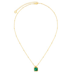 Thorn square malachite charm necklace
