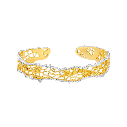 OOAK Leavers lace stacking bangle in two tone