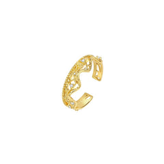 Leavers lace ruffle stacking open ring in two tone