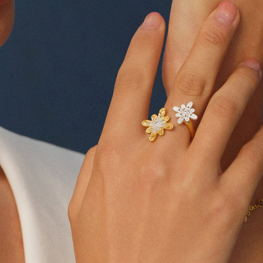 Bulino Fireworks Twilight bulino double-fireworks open ring with mother of pearl in two tone