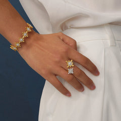 Bulino Fireworks Twilight bulino double-fireworks open ring with mother of pearl in two tone