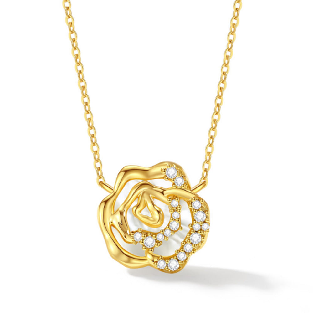 Blooming rose mother-of-pearl necklace(Gold/Silver)