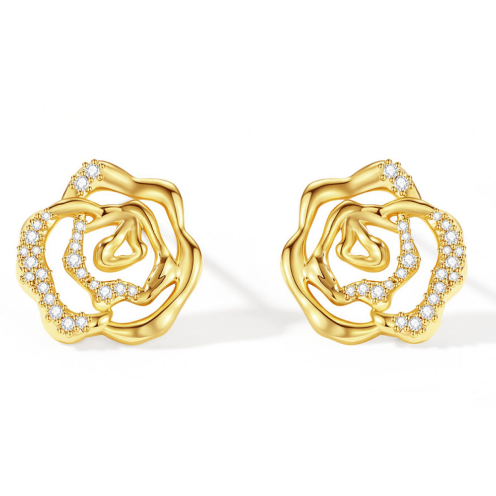 Mini blooming rose stud earrings