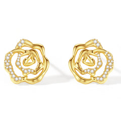 Mini blooming rose stud earrings