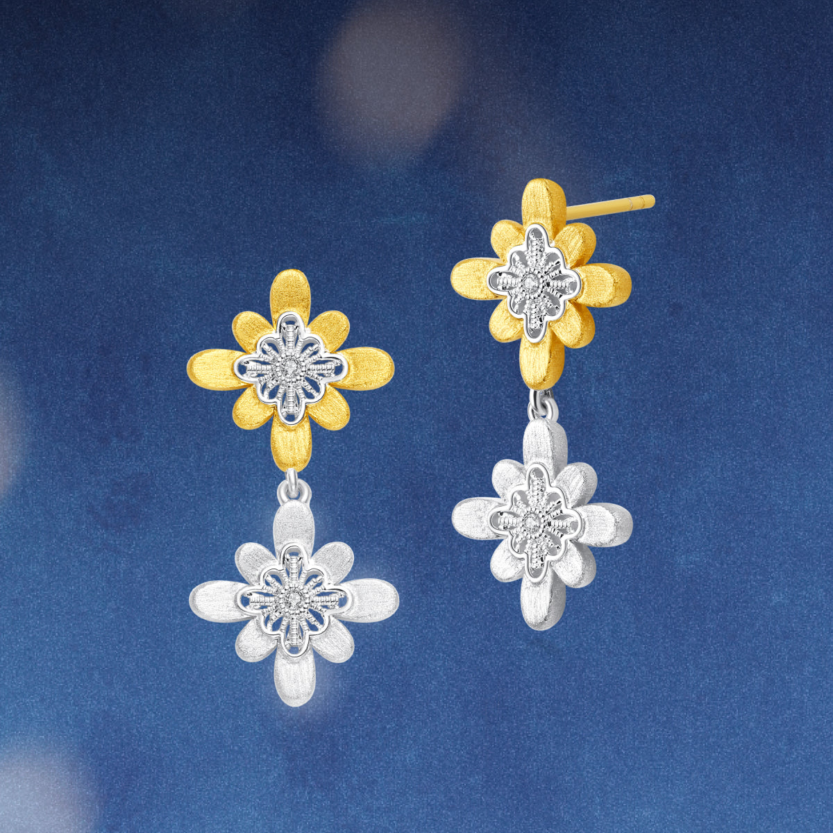 Bulino Fireworks Twilight fireworks earrings in two tone