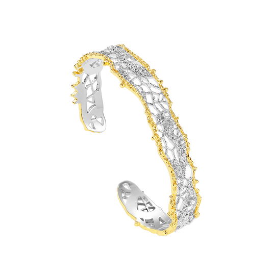 Leavers lace stacking bangle in two tone\Gold\Silver
