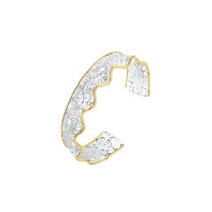 Medium leavers lace ruffle stacking bangle in two tone