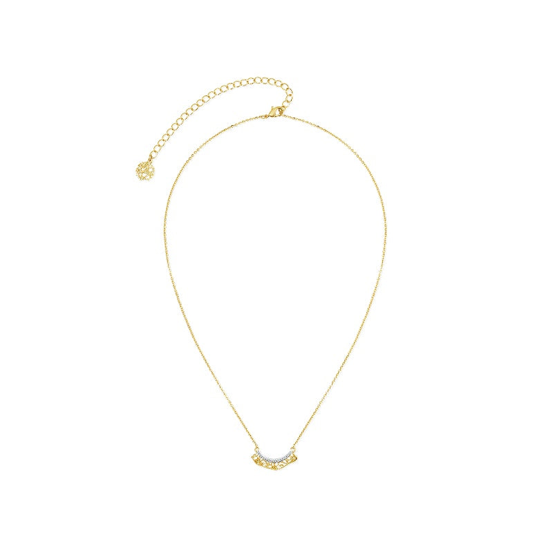 Leavers lace ruffle smile pendant necklace in two tone