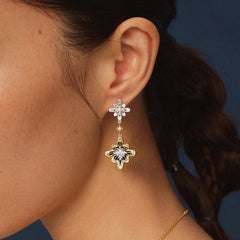 OOAK Bulino FireworksTwilight bulino double-fireworks earrings with black agate