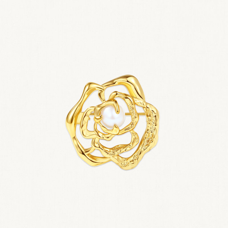 Poète Rose Blooming rose pearl brooch