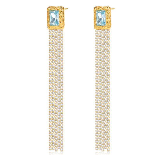 Rose embossed tassle earrings
