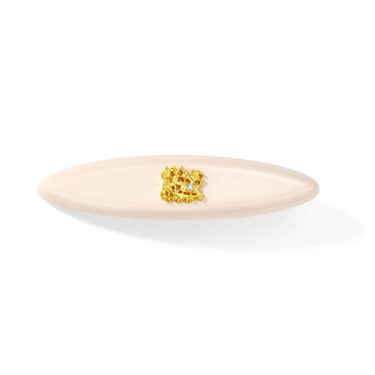 Leavers lace oval barrette (Cream white,Amber brown,Cherry blossom pink,Classical black)