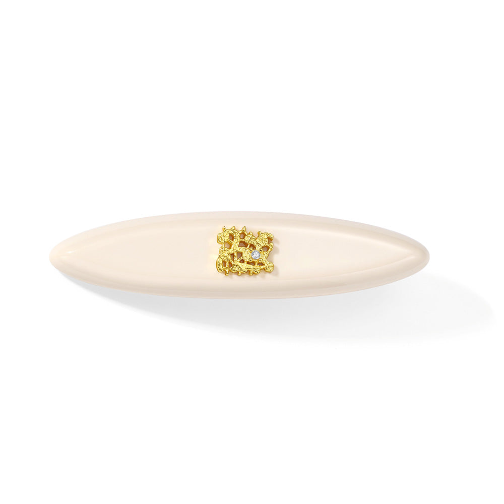 Leavers lace oval barrette (Cream white,Amber brown,Cherry blossom pink,Classical black)